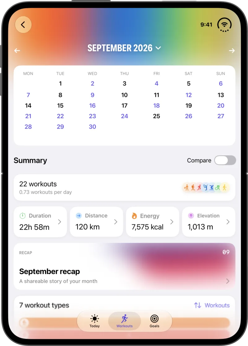 Statistics on iPhone Duo, open in portrait