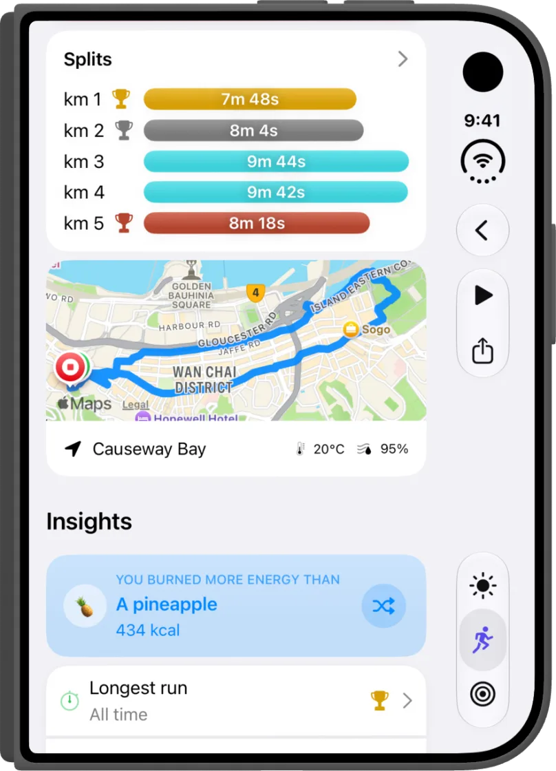 Workout details on iPhone Duo, closed