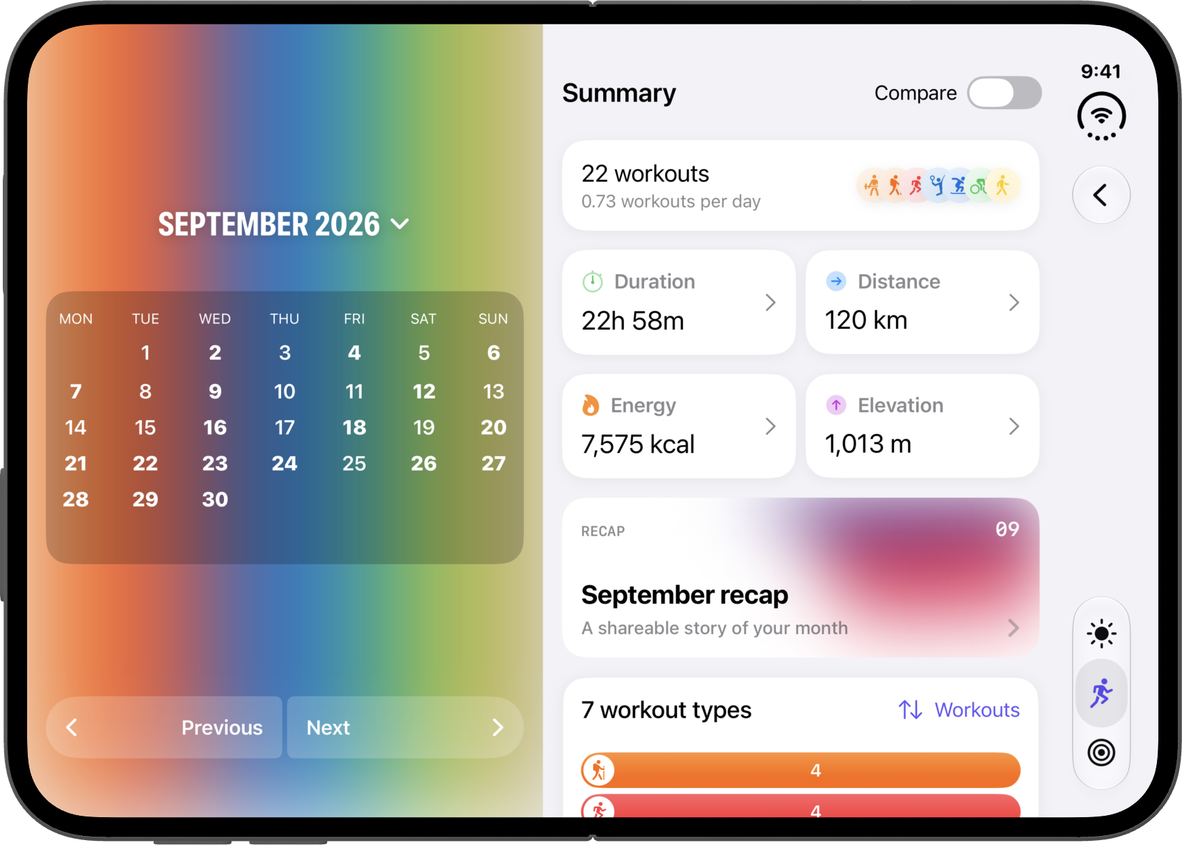 Statistics on iPhone Duo, open in landscape