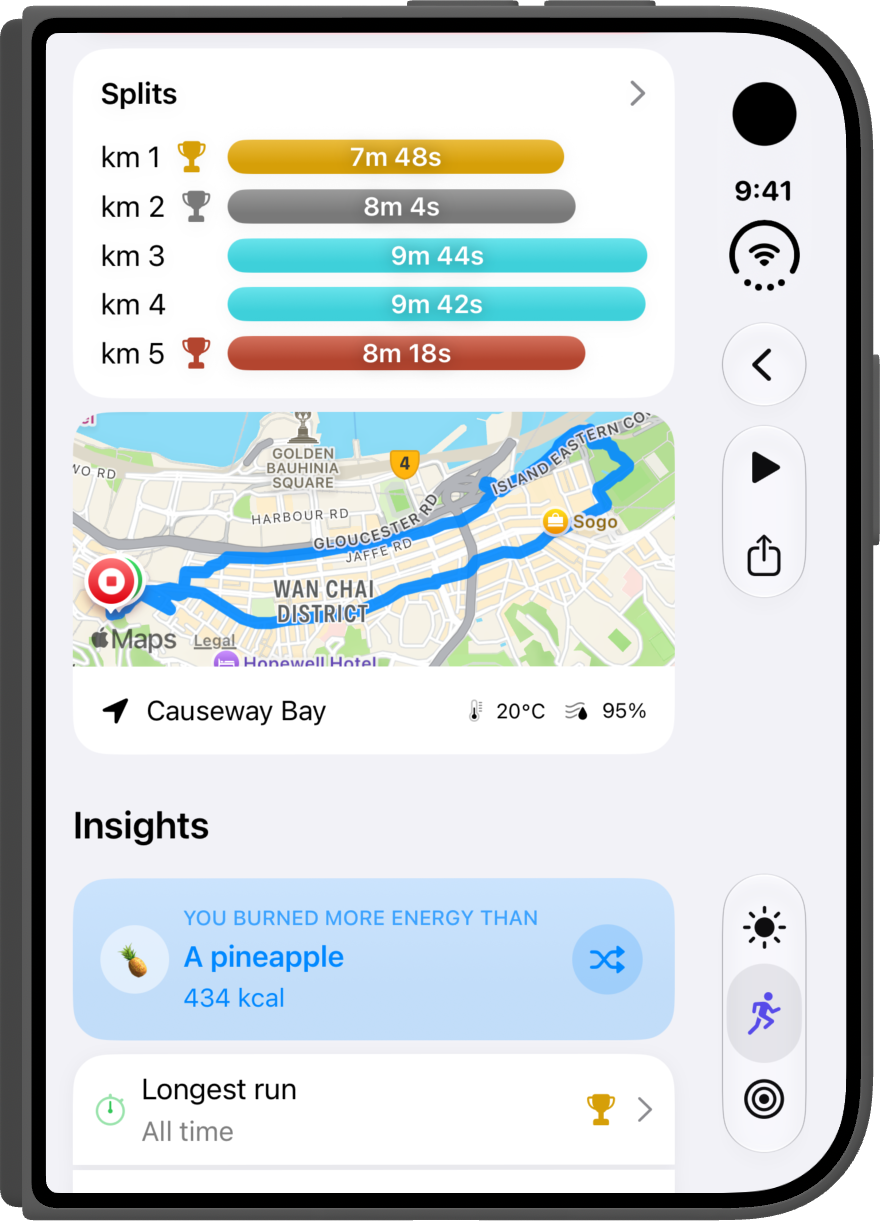Workout details on iPhone Duo, closed
